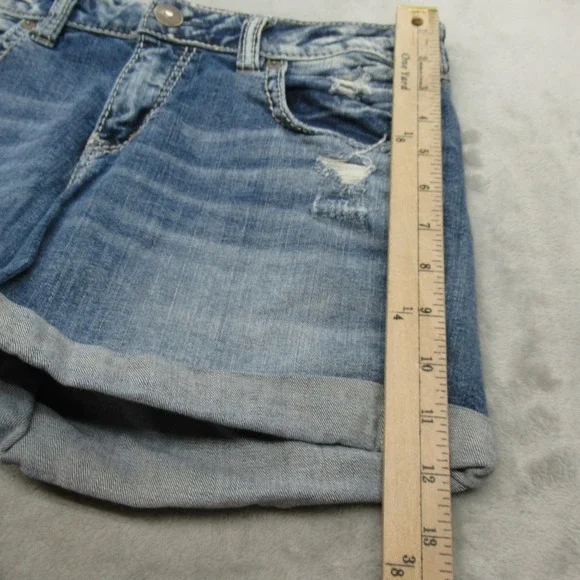 Silver Jeans Sam Denim Shorts Womens 28‎ Medium Wash Distressed Cuffed 30x4.5 - Picture 10 of 12